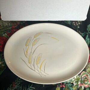 Vintage 50s STETSON Waving Wheat China Platter hand painted underglaze ovenproof